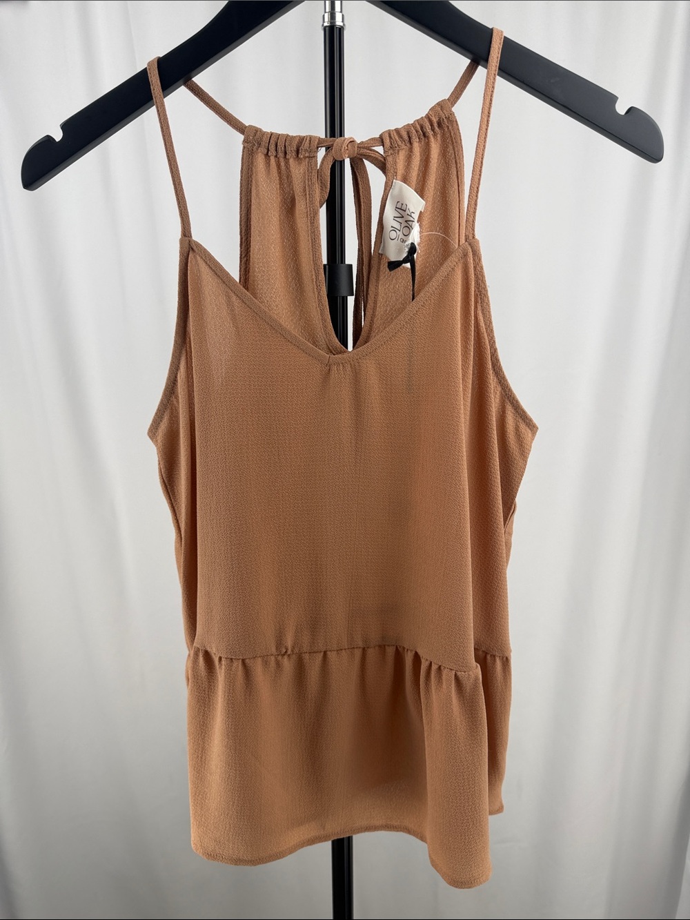 NWT Olive + Oak Frappuccino Tie-Back Peplum Tank Top – Size Small